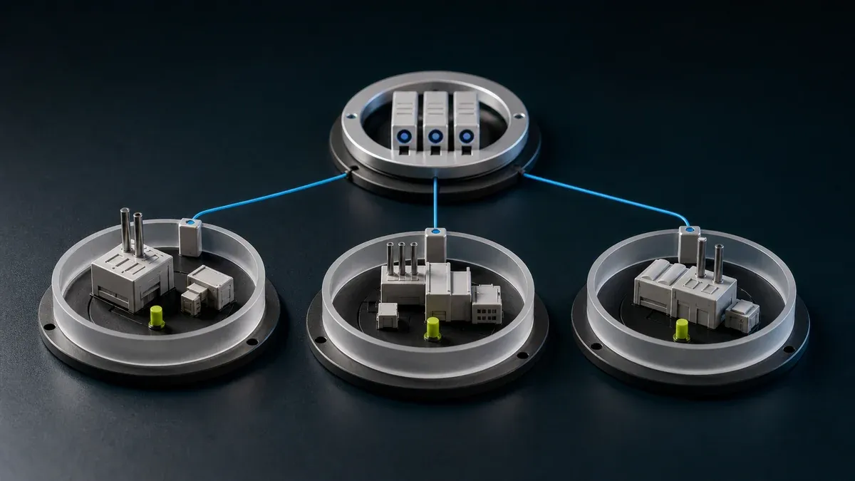 Three separate industrial sites applying one shared remote-access policy at their own boundaries